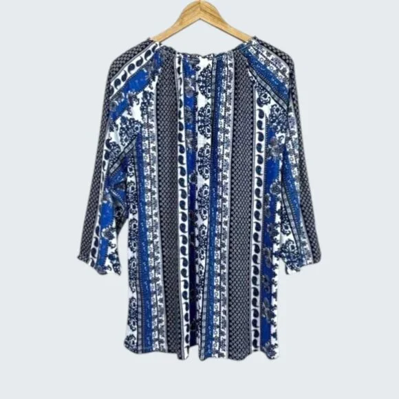 BEHIND THE SEAMS PAISLEY PRINT BOHO PEASANT TUNIC - Picture 6 of 9